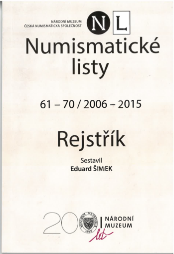 Numismatické listy 61–70/2006–2015. Rejstřík