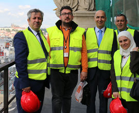 The delegation visited the Historical Building of the National Museum, which is being reconstructed at the moment.<br />  Left to right: the Director-General of the Directorate-General for Antiquities and Museums of the Syrian Arab Republic Maamoun Abdulkarim and the Director General of the National Museum Michal Lukeš, the interpreter Samir Masad, the Director of the Damascus Citadel Edmond Al-Ejji and the Directress of Foreign Collaboration Lina Kutienfa.