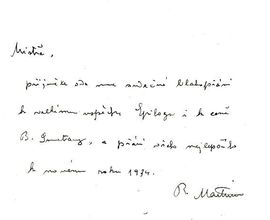 Dopis Bohuslava Martinů