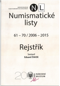 Numismatické listy 61–70/2006–2015. Rejstřík